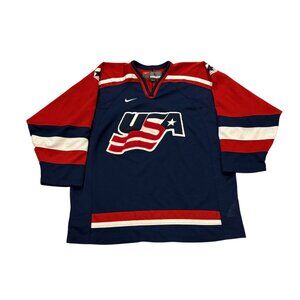 Nike Team USA 2002 Salt Lake City Olympics Blue Stitched Hockey Jersey Men's L